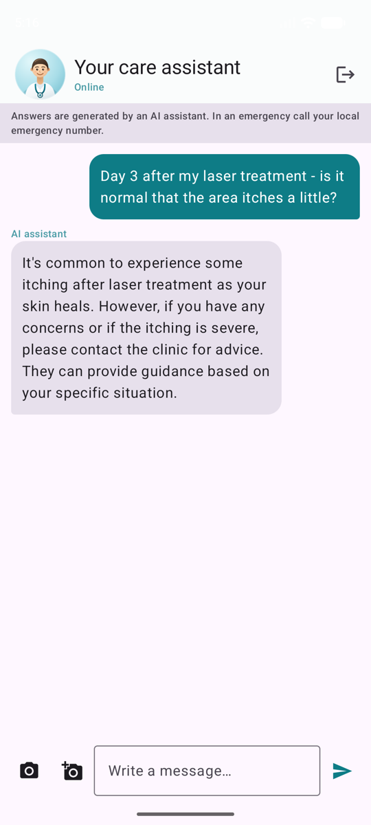 Chat de cuidados del paciente